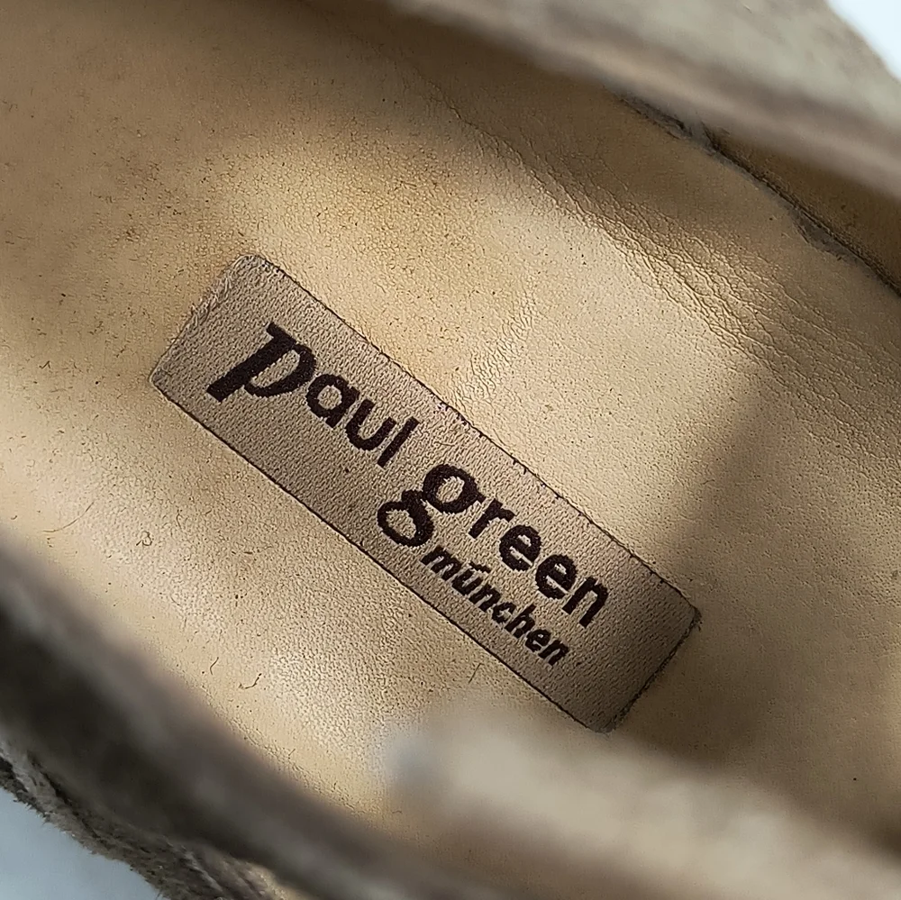 Paul Green Múnchen Size 7 Tan Ankle Booties with Cut-Out Design Low Heel Lace Up